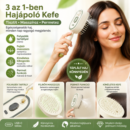 💆 2 az 1-ben elektromos porlasztós masszázsfésű