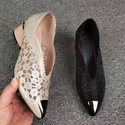 👡Kristályokkal kirakott hálós papucs