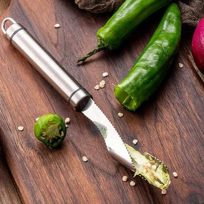 🌶️Rozsdamentes acélból készült paprika-mageltávolító