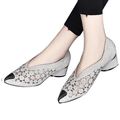 👡Kristályokkal kirakott hálós papucs
