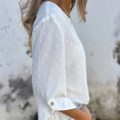 Női alkalmi kerek nyakú Jacquard Top