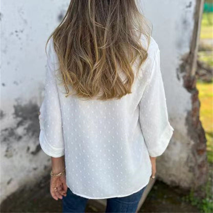 Női alkalmi kerek nyakú Jacquard Top