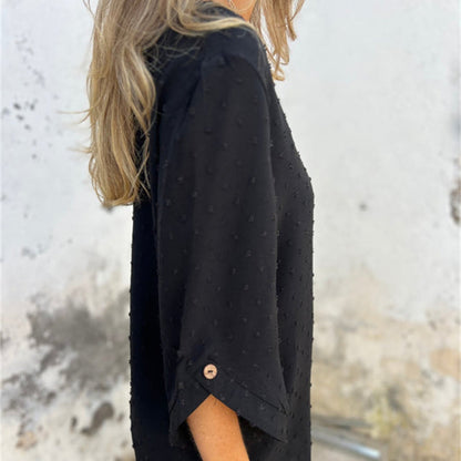 Női alkalmi kerek nyakú Jacquard Top