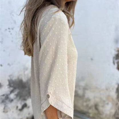 Női alkalmi kerek nyakú Jacquard Top