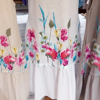 🎀【S-4XL】 Női laza virágos ujjatlan ruha kerek nyakkivágással