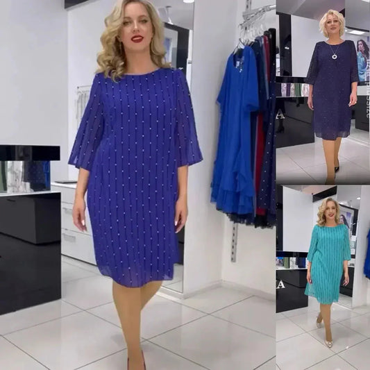 💝Divatos női ruha kerek nyakkivágással✨