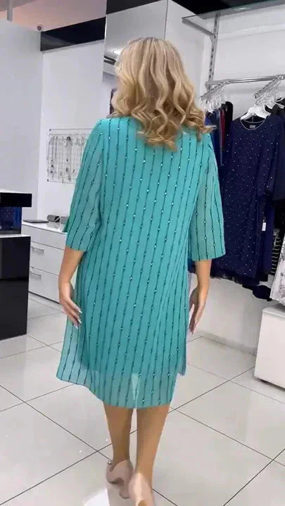💝Divatos női ruha kerek nyakkivágással✨