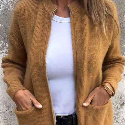 【S-4XL】🎀 NŐI KÉNYELMES KÖTÖTT KABÁT CIPZÁRRAL