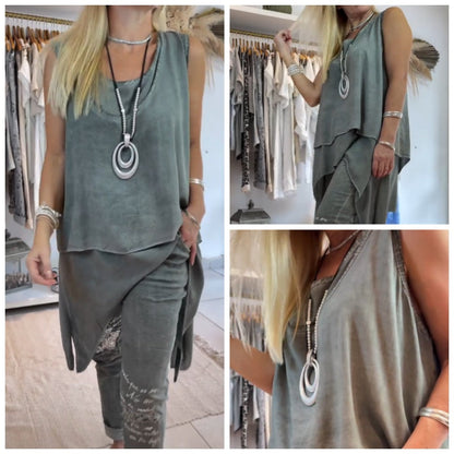Női alkalmi High Low Hem Tank Topok