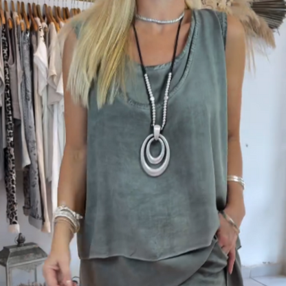 Női alkalmi High Low Hem Tank Topok