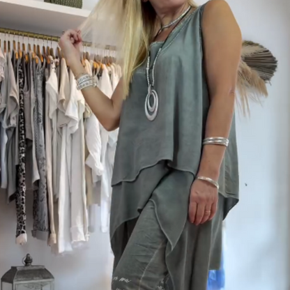 Női alkalmi High Low Hem Tank Topok