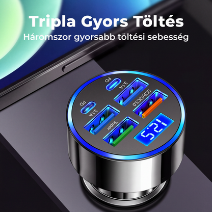 🔌 6 az 1-ben autós gyorstöltő