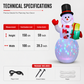 5 láb magas felfújható karácsonyi hóember